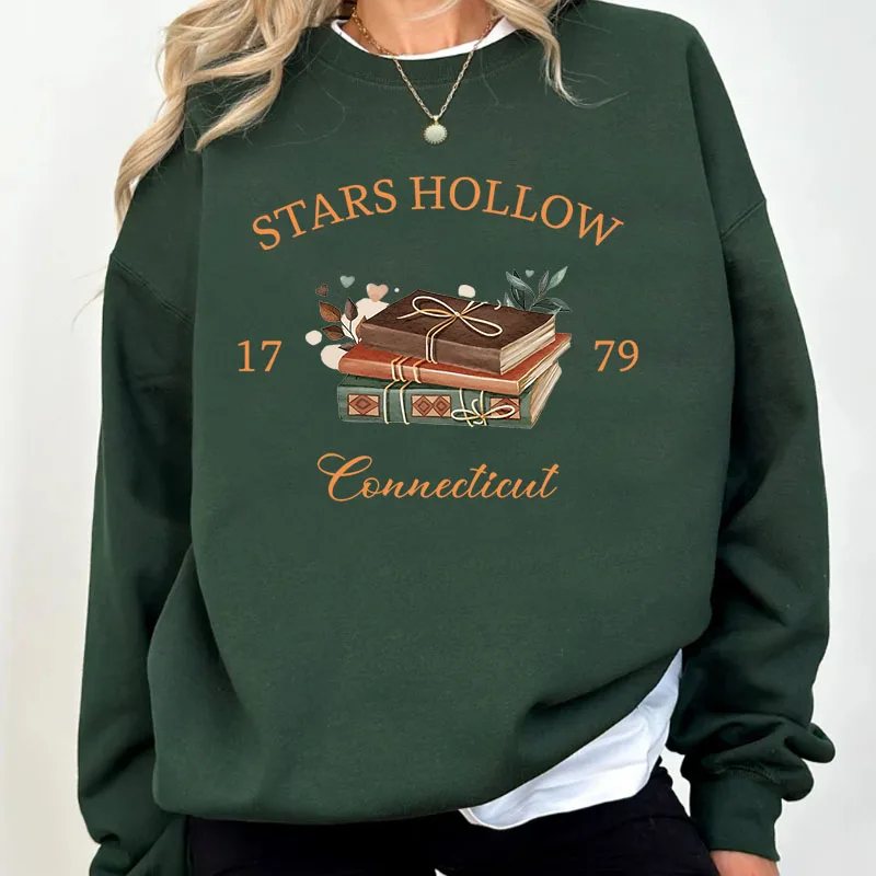 Stars Hollow Christmas Festival Sweatshirt Autumn Winter Connecticut Books Lover Crewneck Sweatshirts Long Sleeve Hoodies