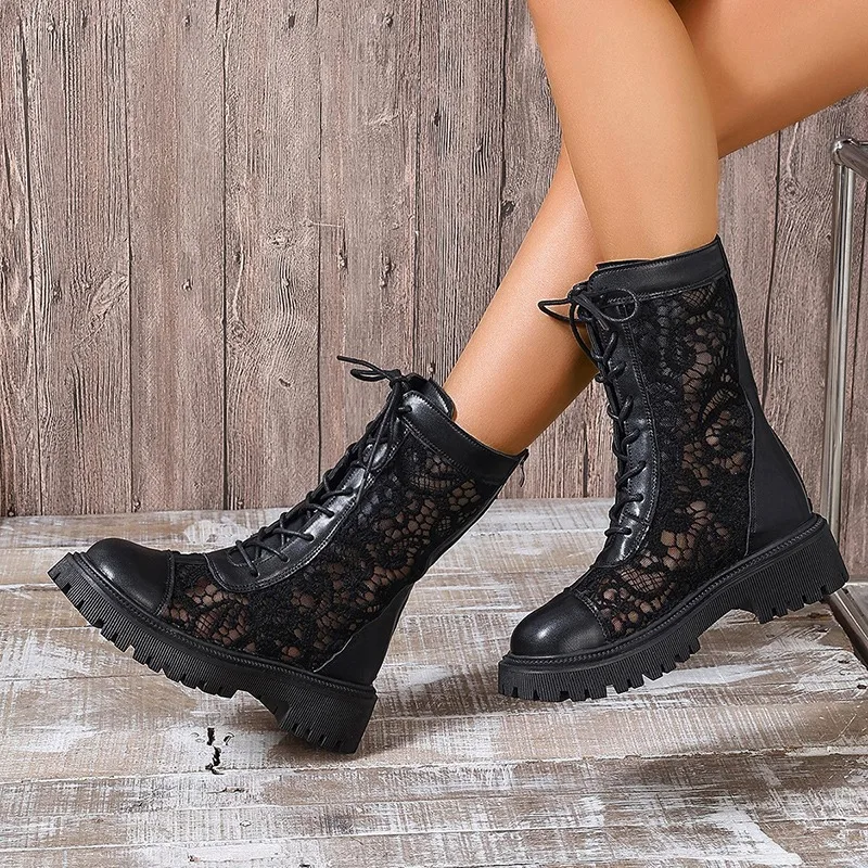 أحذية برقبة قصيرة برباط للنساء ، أحذية بمنصة جيدة التهوية ، مقاومة للماء ، حجم كبير ، أزياء نسائية ، تخفيضات كبيرة ، الخريف ، ،