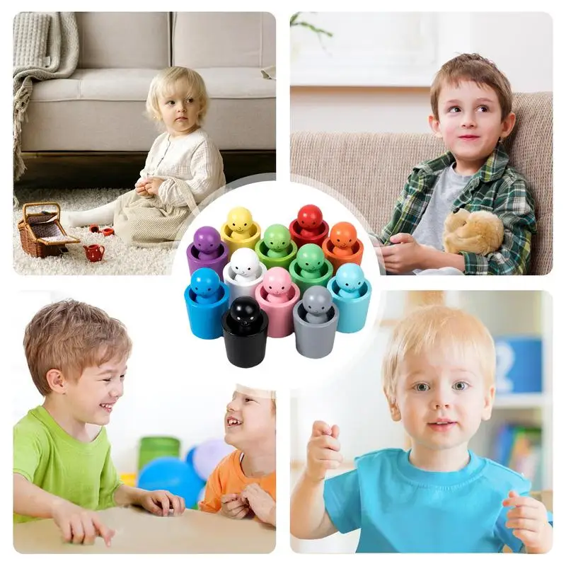 Jouets Montessori en bois pour bébé, poupées à chevilles, arc-en-ciel, Ik et standardisation