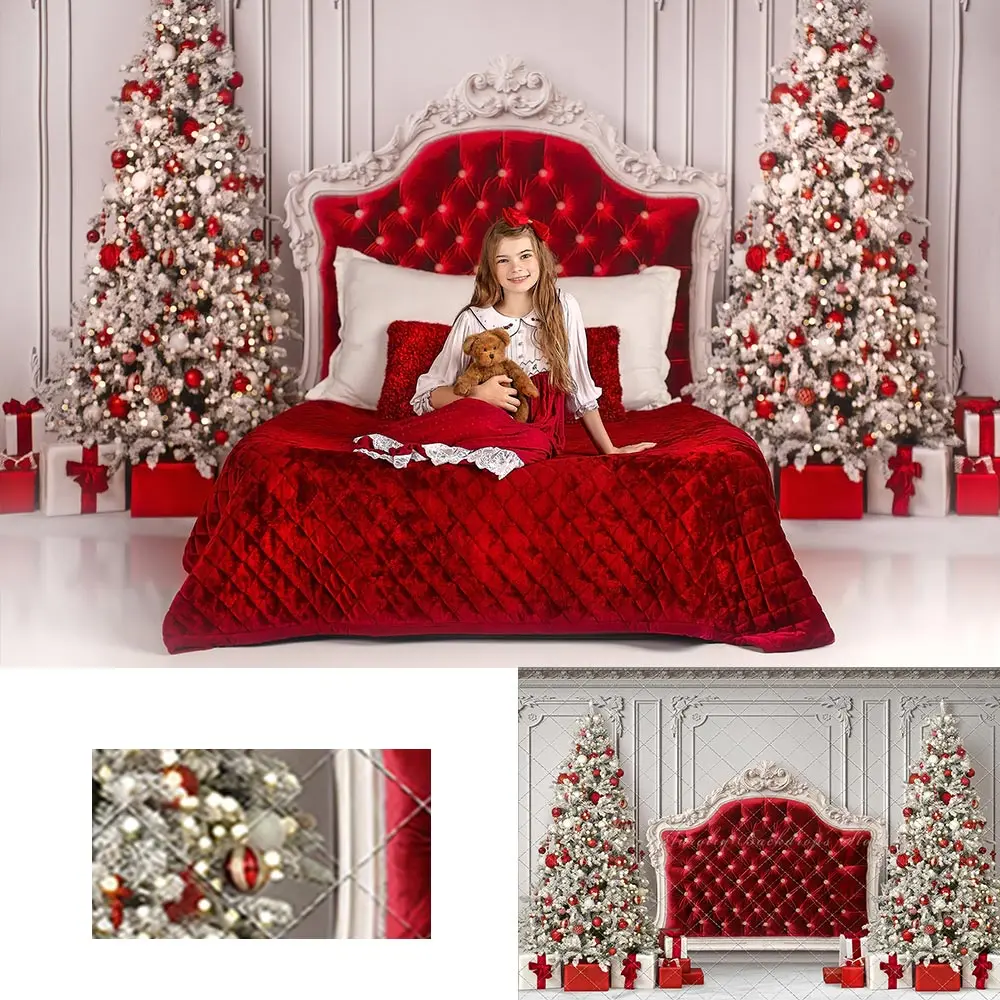 

Crimson Christmas Headboard Photography Backdrop Classic White Wall Kids Baby Cake Smash Photocall Decors Child Adult Background