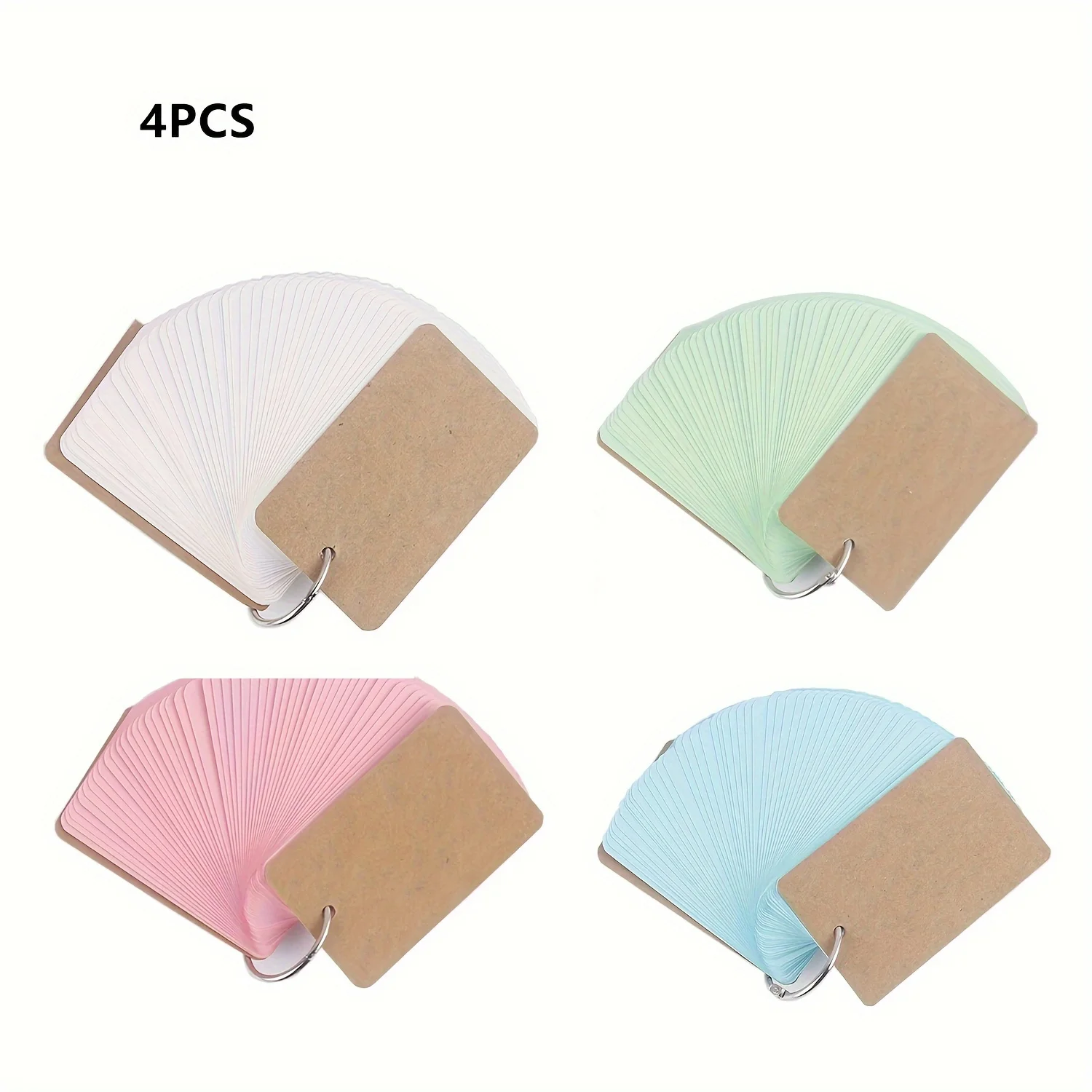 

4 Pack Portable Notepad Carry-on Word Book Card Ring Buckle Memo Pad - Removable Loose-leaf Note Card - School Supplies - Statio