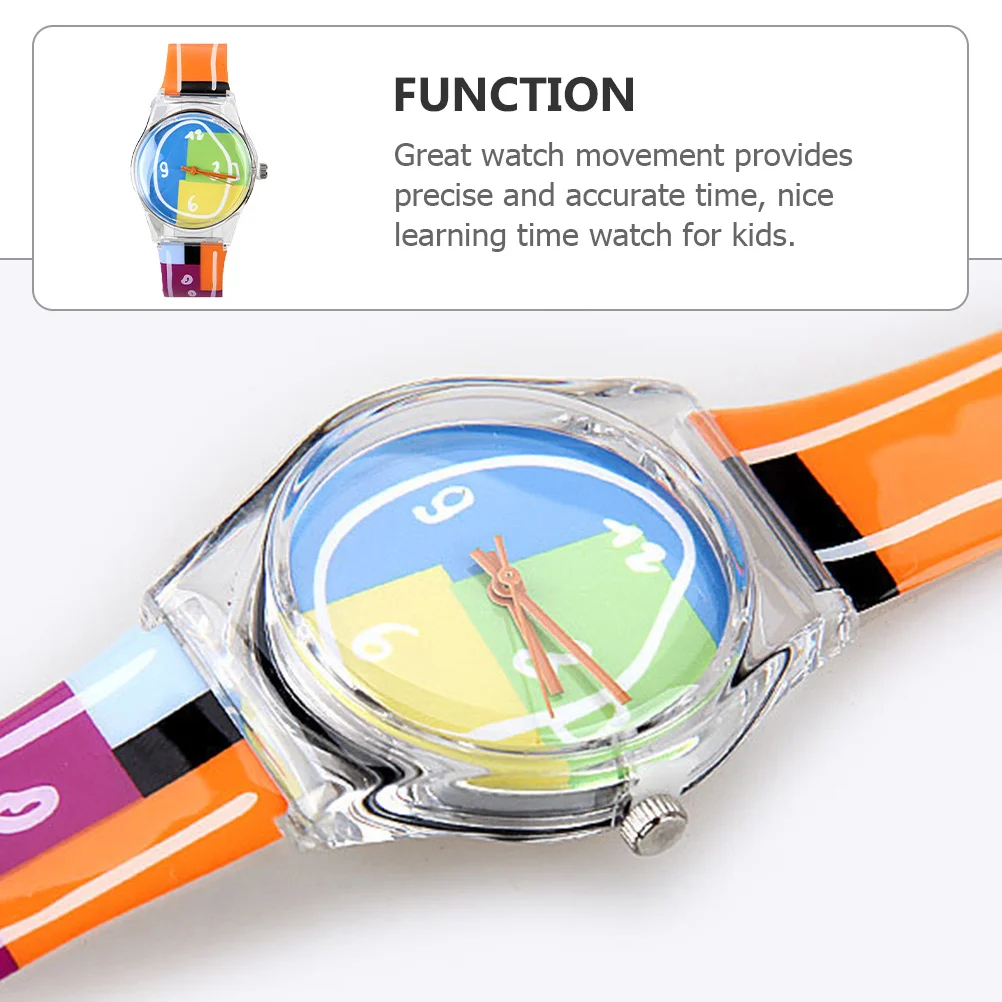 Colorful Watch Cartoon Color Pattern Plastic Student Gift Fashionable Comfortable Design Accurate Time Learning