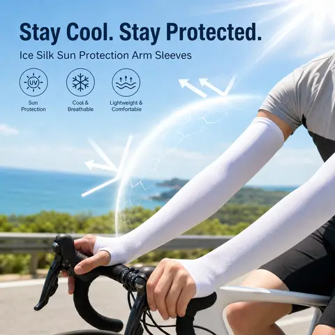 Buz İpeği Güneş Koruyucu Kolluklar – Naylon Malzeme, SPF 50+, Yüksek Nefes Alabilirlik, Bisiklet ve Spor Aktiviteleri için %99+ UV Engellemesi