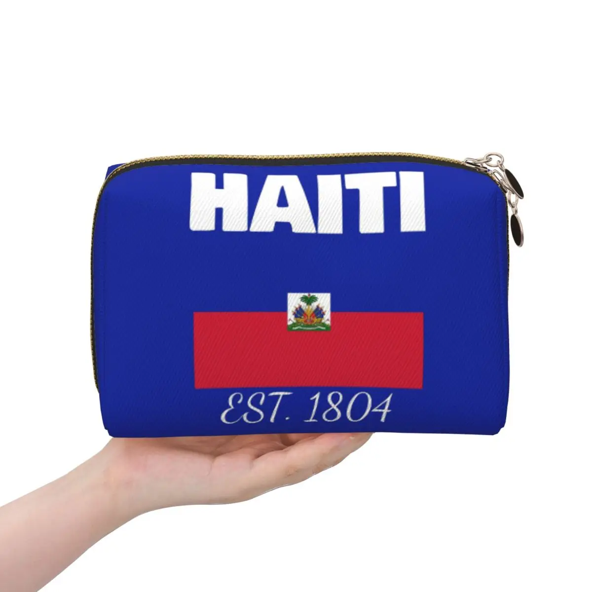 

Haiti EST. 1804 Independence Haitian Flag Merch Women Cosmetic Bags Travel Makeup Organizer Pouch Toiletry Storage Dopp Kit Box