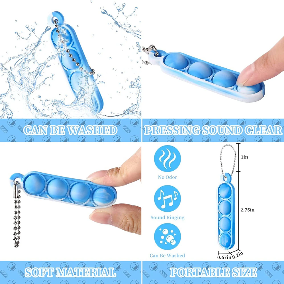 30 Stück Mini Pop Schlüsselanhänger Zappelspielzeug Push Pop Bulk Schlüsselanhänger Partygeschenke für Kinder Pop Bubble Toys Pack Jungen Mädchen Erwachsene – Detail 1