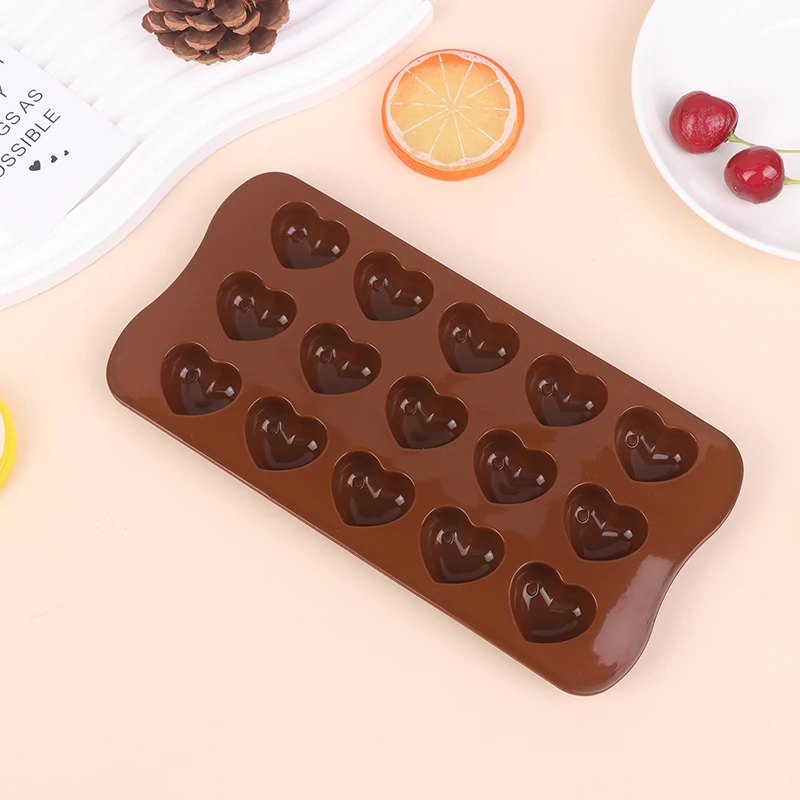 Nieuwe 1Pc 15 Gat Driedimensionale hartvormige Siliconen Mal DIY Chocolade Ijs Raster Mousse Schimmel Zachte Snoep bakvorm