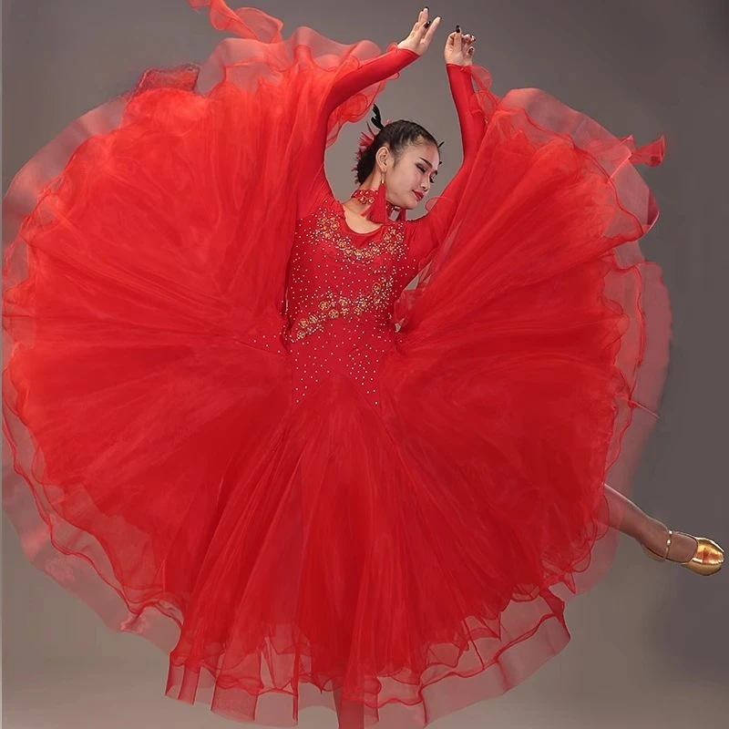 2025 فساتين رقص نسائية أنيقة جديدة فستان رقص الفالس ملابس المنافسة القياسية الراقية الأداء الحديث أزياء النساء