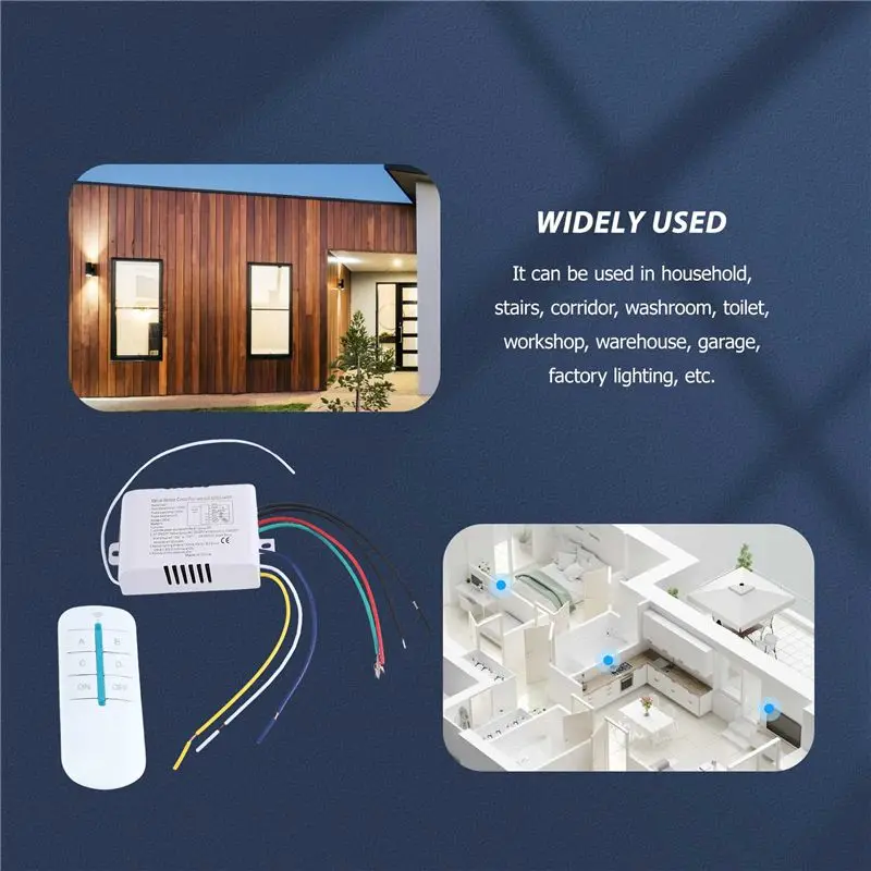 4 Way Light Lamp Digital Wireless Remote Control Switch ON/OFF 220V-AEF7