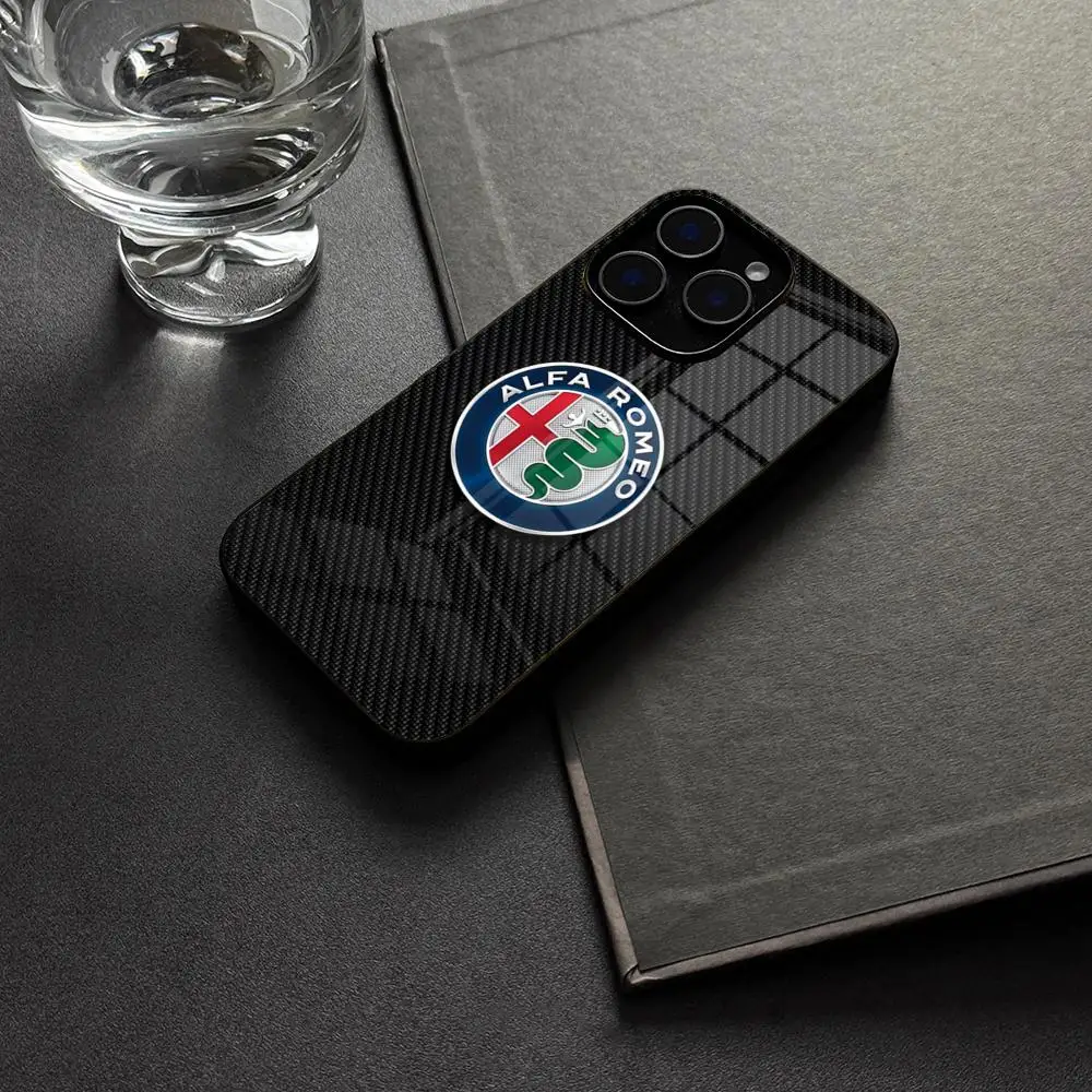 Image of Alfa Romeo ES-S Handyhülle aus gehärtetem Glas für iPhone 17 16 13 14 12 15 11 Pro Max Plus Mini X XR Coque