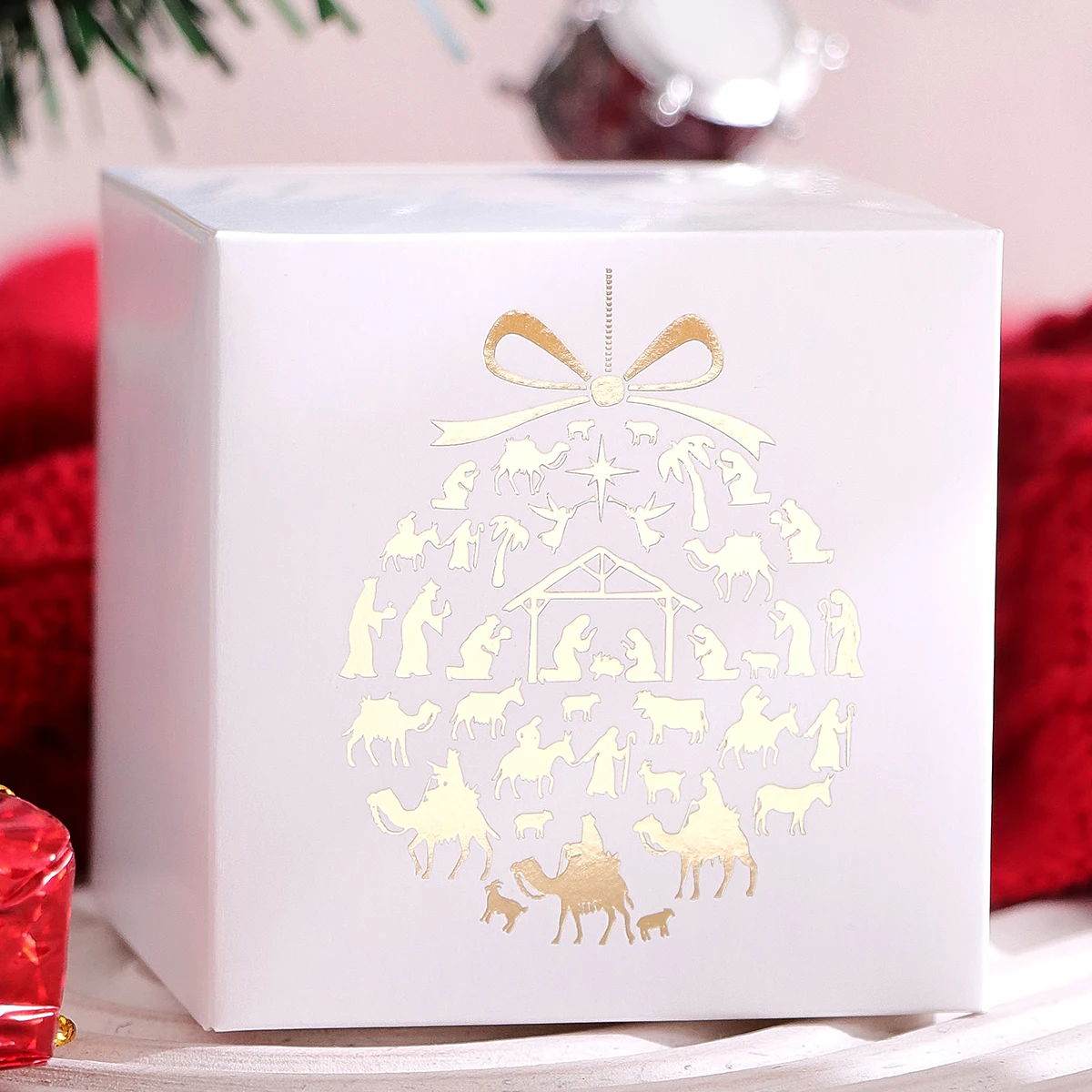 5 Stück/Packung Bunte Mini-Geschenkboxen, Dekorative Süßigkeitenboxen mit Goldfolienmustern, Party-Geschenktüten, Weihnachtsabend-Dekorationen – Detail 7