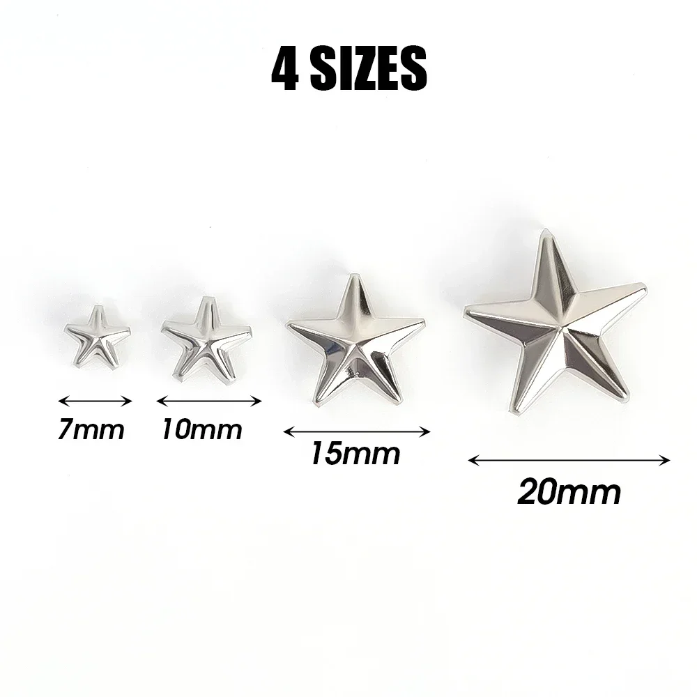 Wholesale Metal Star Rivets DIY Leather Clothes Shoes Bags Handmade Nails Head Studs Spikes Accessories Clothing Sewing Decor