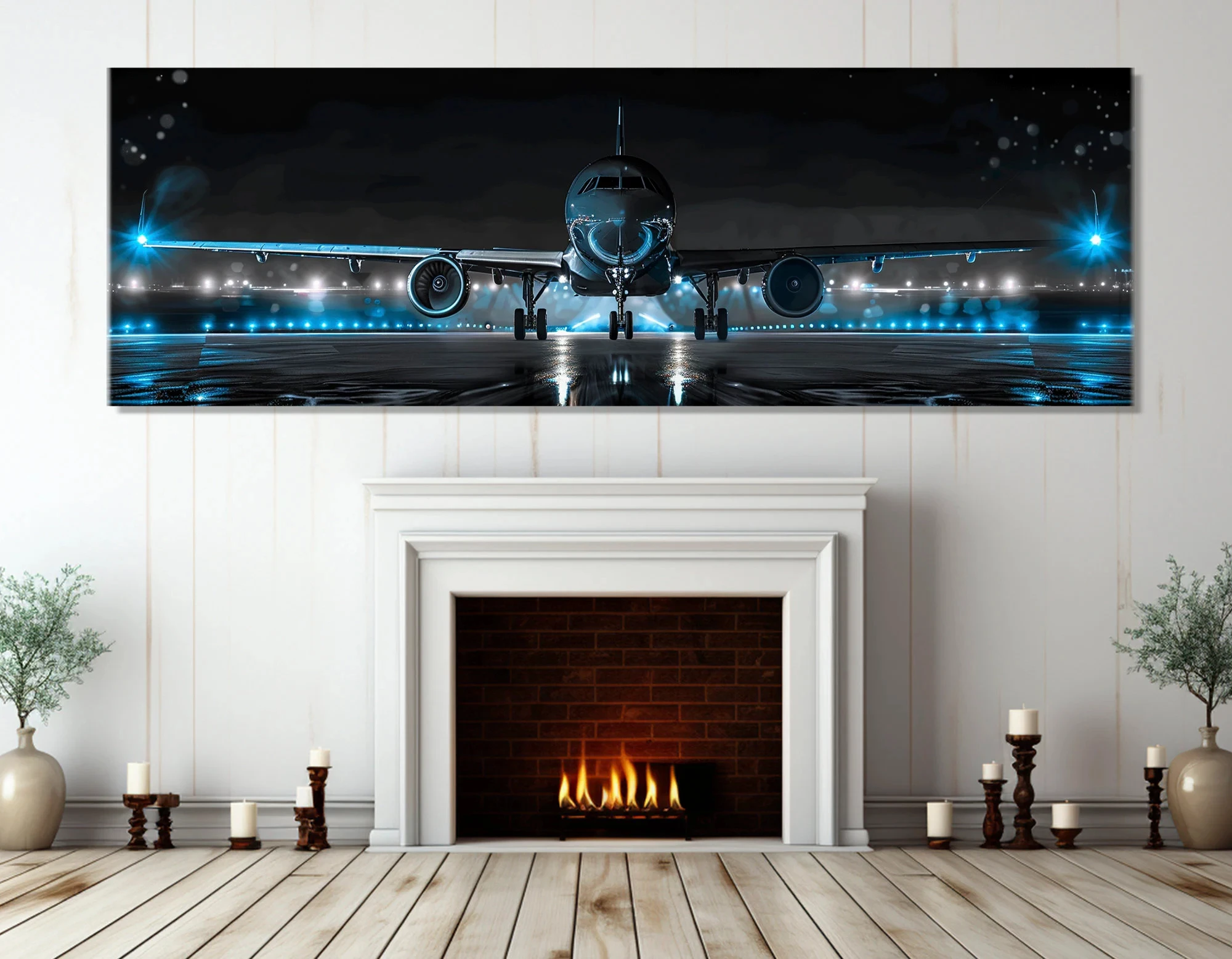 Scenic Airplane Landing Canvas Print, Airplane Panorama Print, Aircraft Wall Art, Pilot Gift, Aviation Wall Art Home Decor