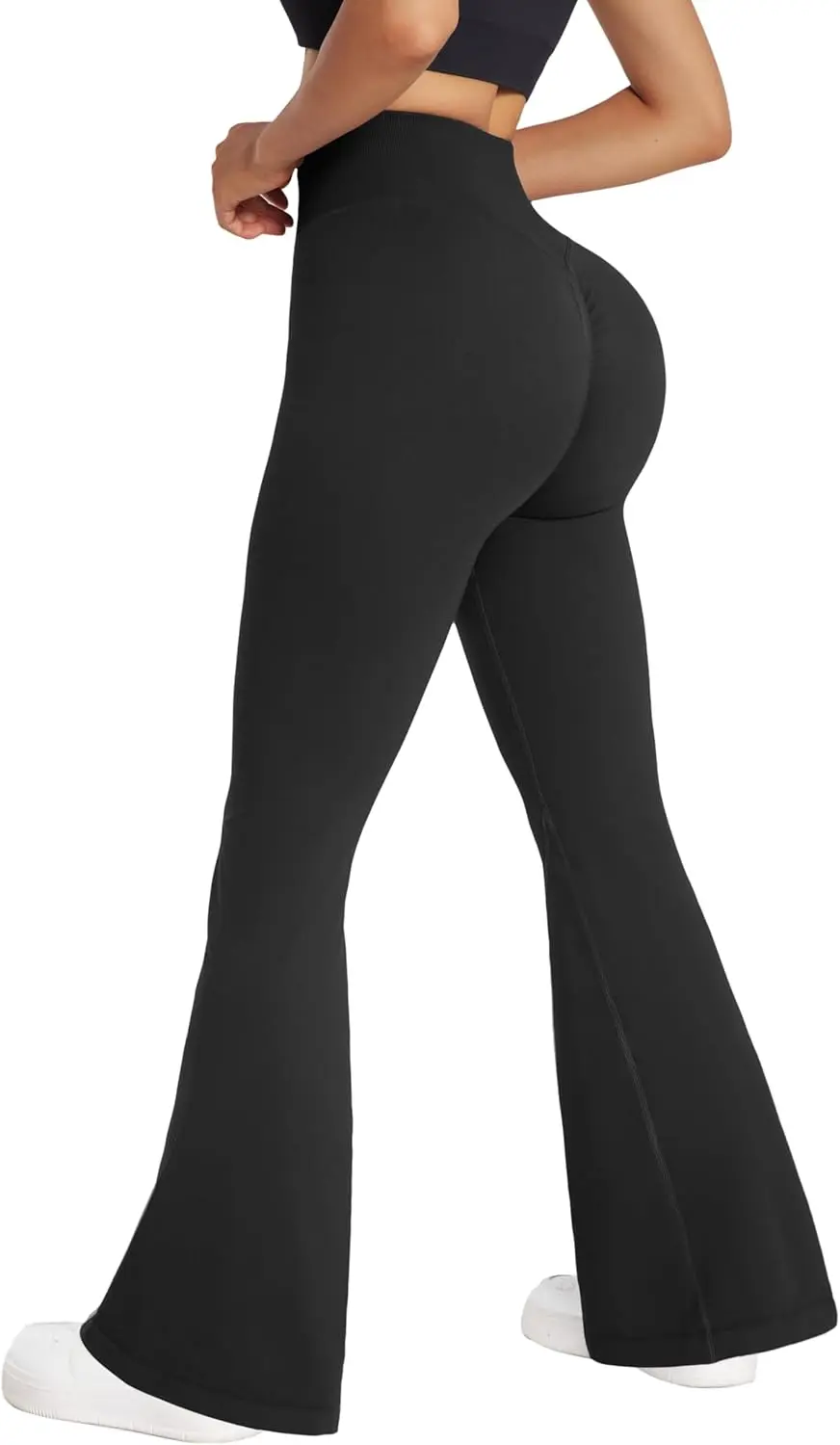 RXRXCOCO Seamless Scrunch Butt Lifting Flare Leggings for Women High Waisted Bootcut Yoga Pants Bootleg Workout Gym Pants