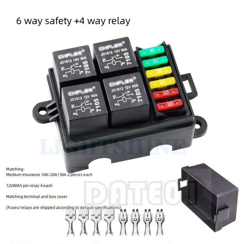 Multi-way Automotive Relay Fuse Combination Freely Disassembled And Assembled Wiring Harness Assembly Circuit Box With Cover