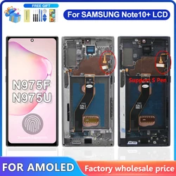 For AMOLED With Frame For Samsung Note 10 Plus LCD Note10+ SM-N975F, SM-N975U Display Touch Screen Digitizer Support Fingerprint