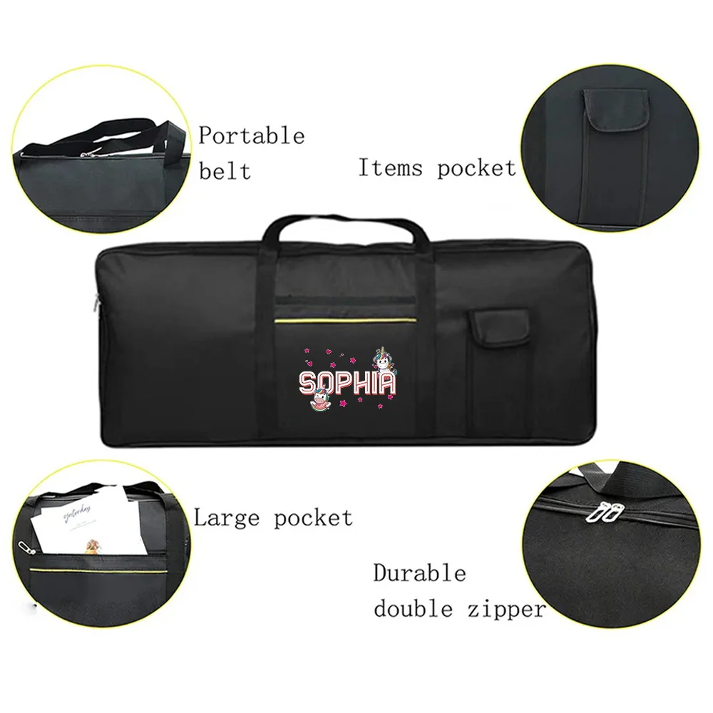 Customized Name Portable Instrument Storage Box 61 Key Electronic Piano Bag Fashion Large Pocket Durable Handbag