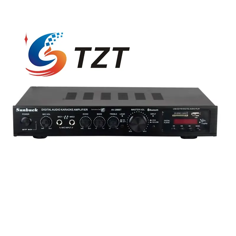 TZT AV-298BT 400W 220V 5 Channel Home Amplifier Digital Audio Amplifier Bluetooth Power Amp (Black/Golden)