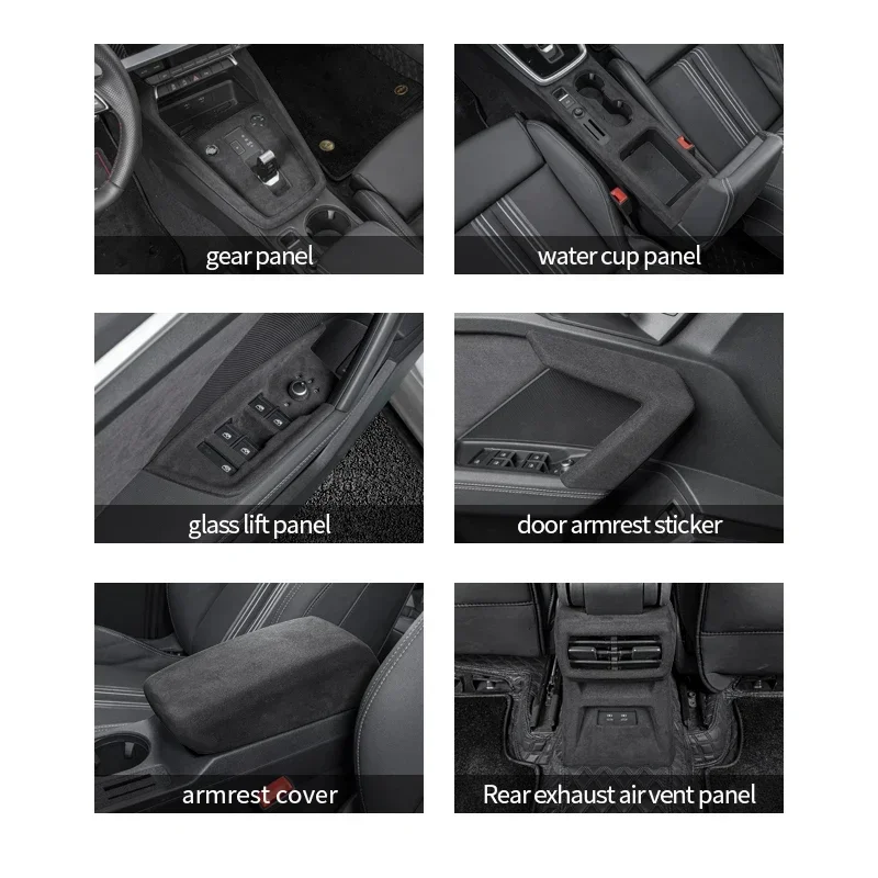 For Audi A3 8Y 2021 2022 Gear Panel Door Handles Gears Central control Armrest Cover Leather Accessories Decoration Interior