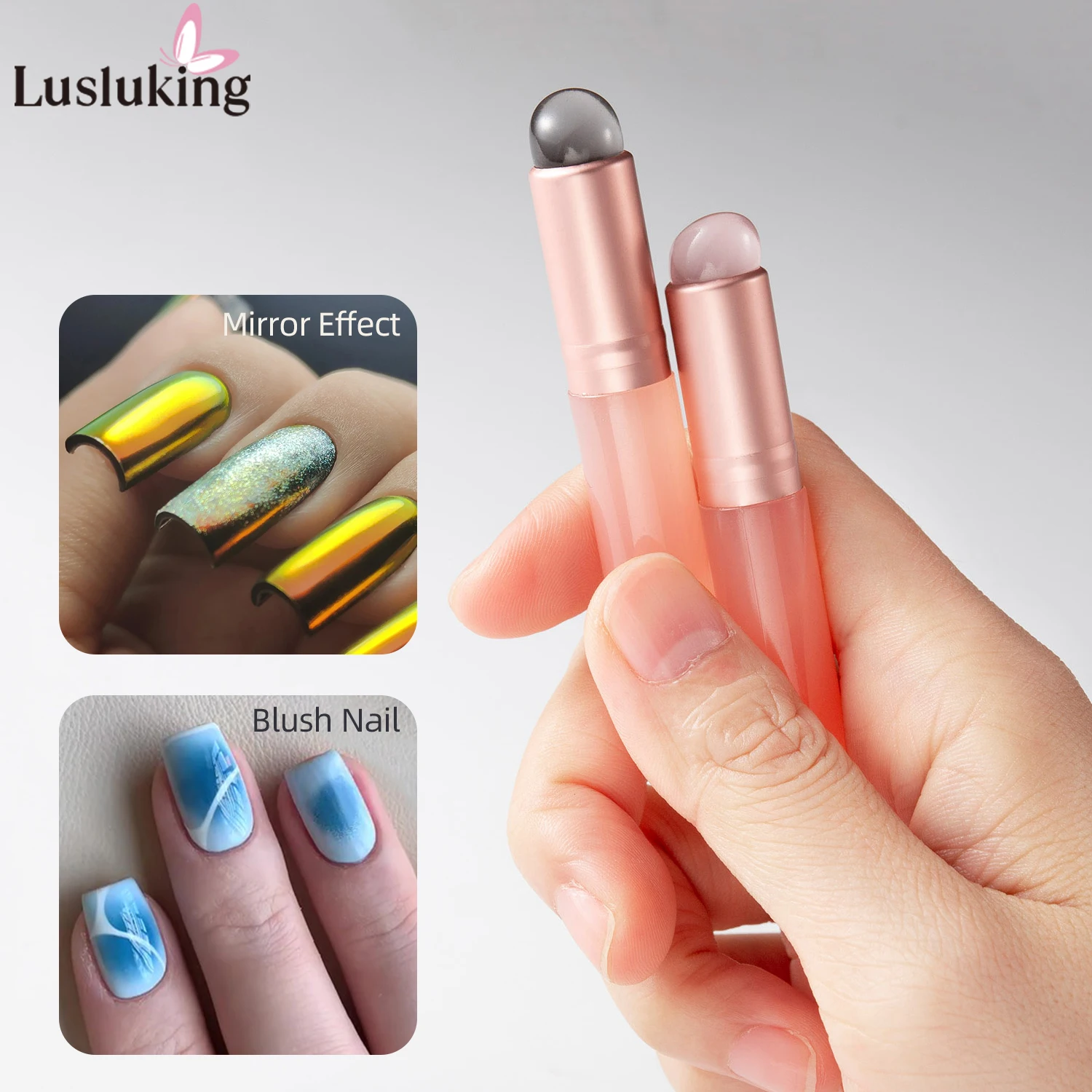 Mini Silicone Tip Nail Art Brush for Mirror Powder Pigment and Blush Application Reusable Manicure Tool for Gradient Effects