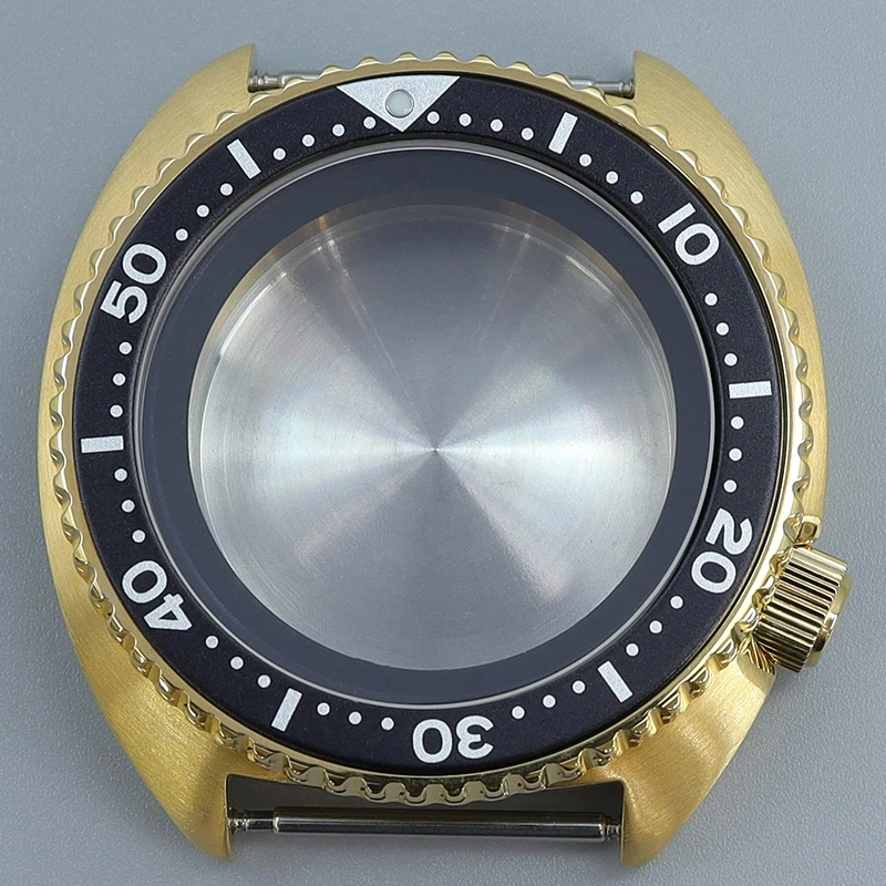 Caja de reloj dorada de 45mm para hombre, anillo de capítulo, piezas Mod de zafiro, abulón grande para tortuga de atún, movimiento Seiko NH35 NH36 NH38, esfera de 28 y 5mm