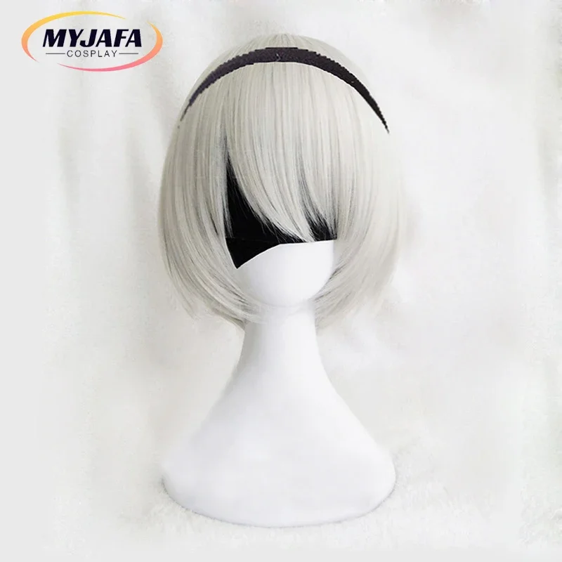 High Quality YoRHa No.2 Type B 2B YoRH 2A 9S 2B Wig Cosplay Wig NieR:Automata Role Play Wigs Heat Resistant Hair Wigs Wig Cap