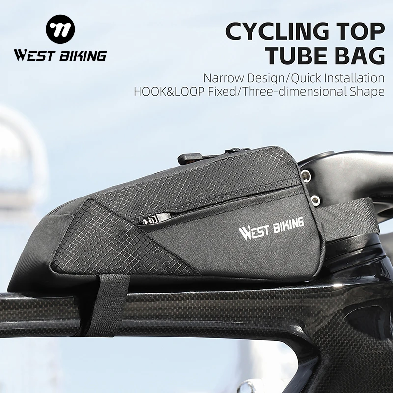 

WEST BIKING 1L Bicycle Bag Cycling Top Front Tube Frame Bag Portable MTB Road Bike Pouch Quick Installation Bike Accessories