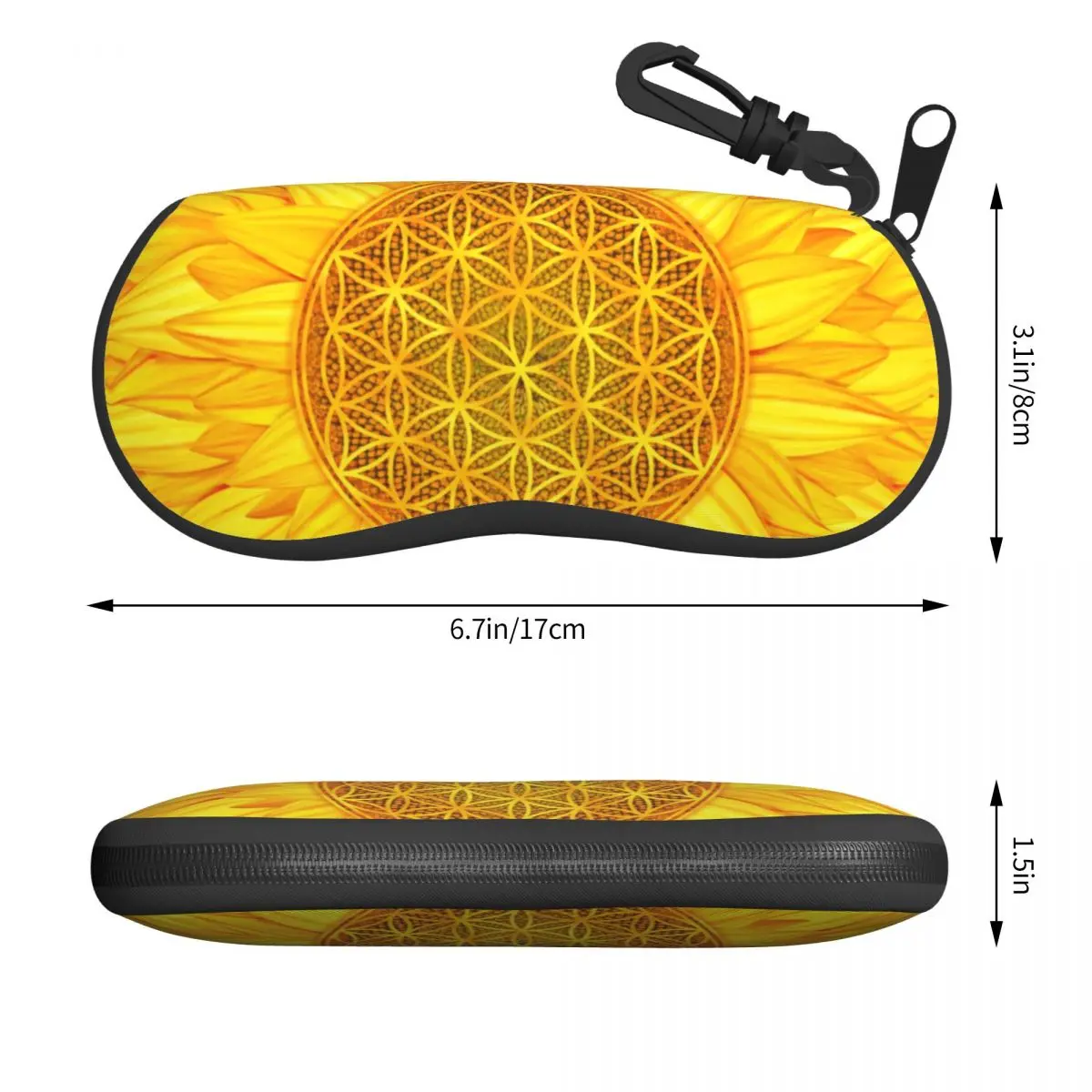 Flower Of Life Sunflower Sunglasses Soft Case Neoprene Zipper Mandala Floral Sacred Shell Eyeglass Case Box For Glasses