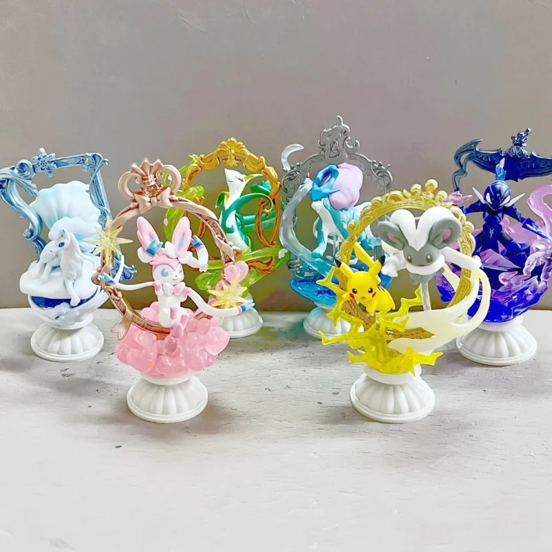 Re-Ment Pokemon Figure Collezione di cornici decorative Alolan Ninetales Ceruledge Serperior Pikachu Suicune Sylveon Giocattoli modello in PVC