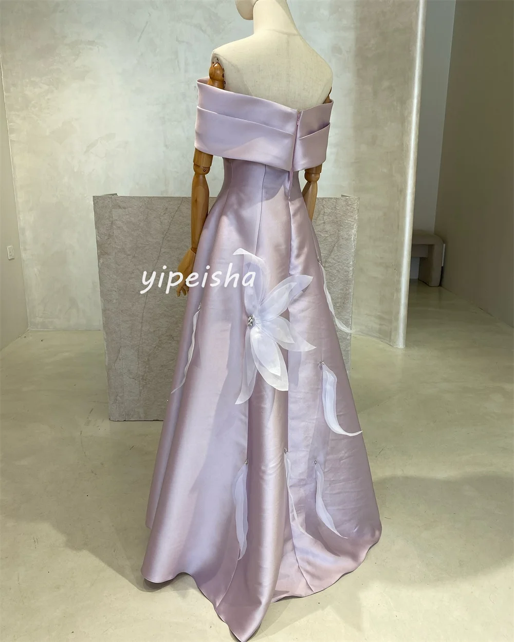 Sparkle Flower A-line Off-the-shoulder Midi Dresses Prom Dresses Classic Exquisite Modern Style Pastrol Unisex Chinese Style