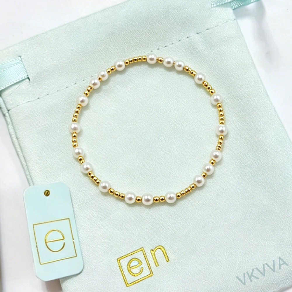 

VKVVA Fashion Jewelry Gold-plated Hope Unwritten 4mm Bead Bracelet with Pearl for Women Birthday Gifts