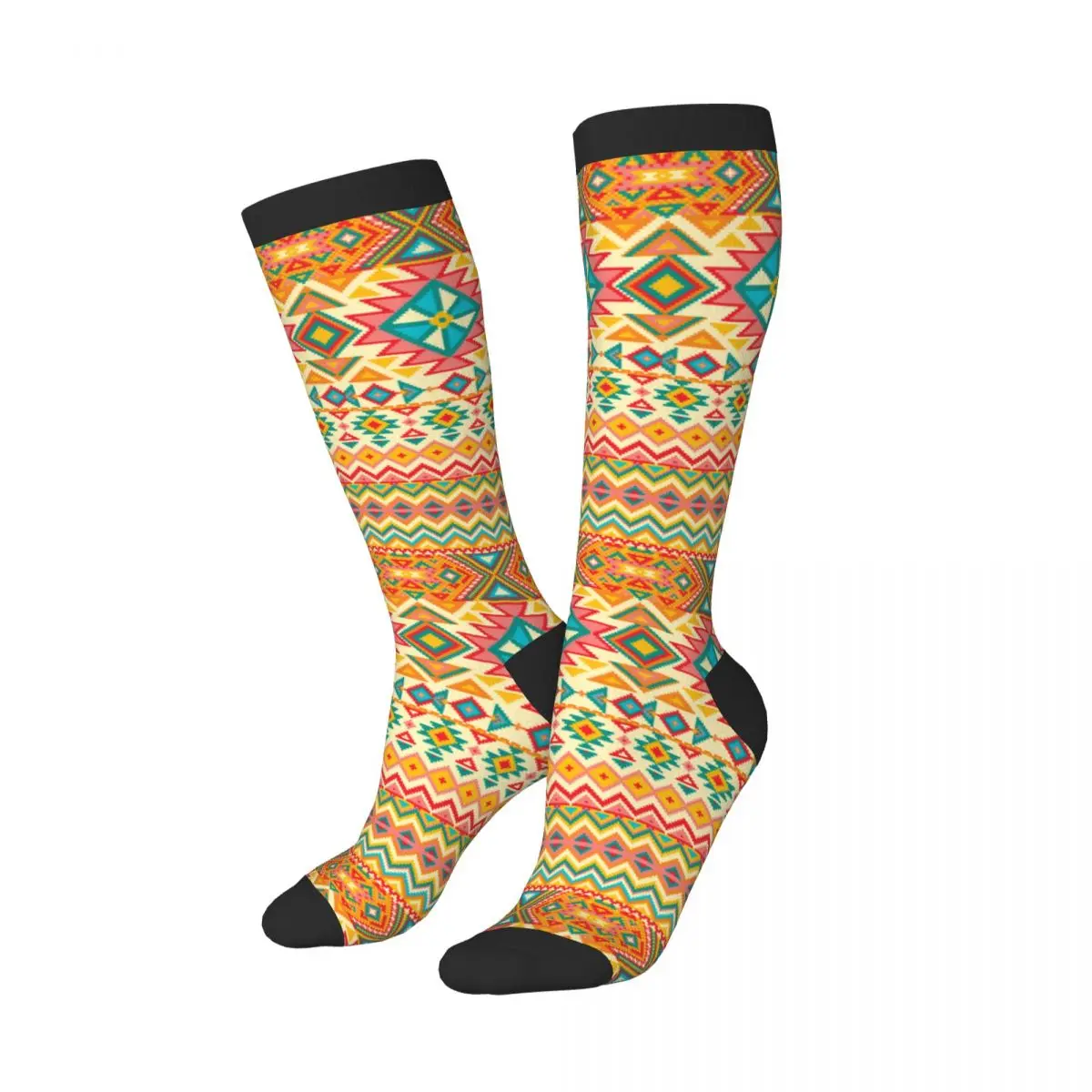 Knee Long Stocking Colorful Geometric Print Adult Socks Stockings