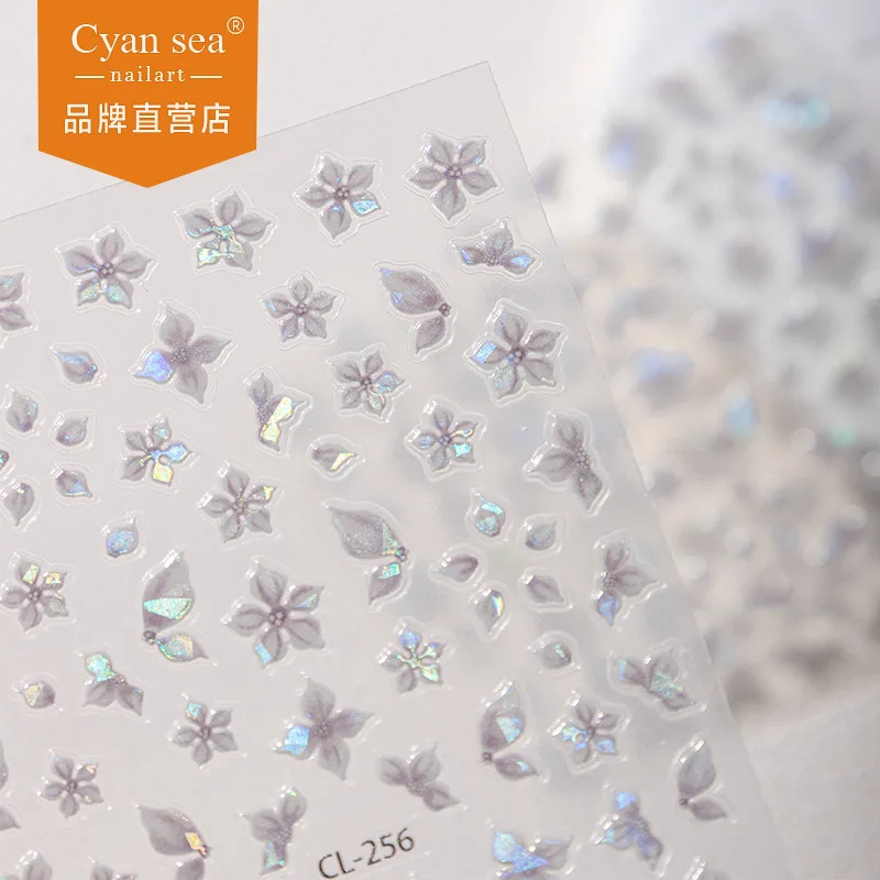 Holographic Jelly Floral Stickers Glitter Pastel Scrapbooking Decals for Diary Notebook Laptop Decoration Premium Wholesale