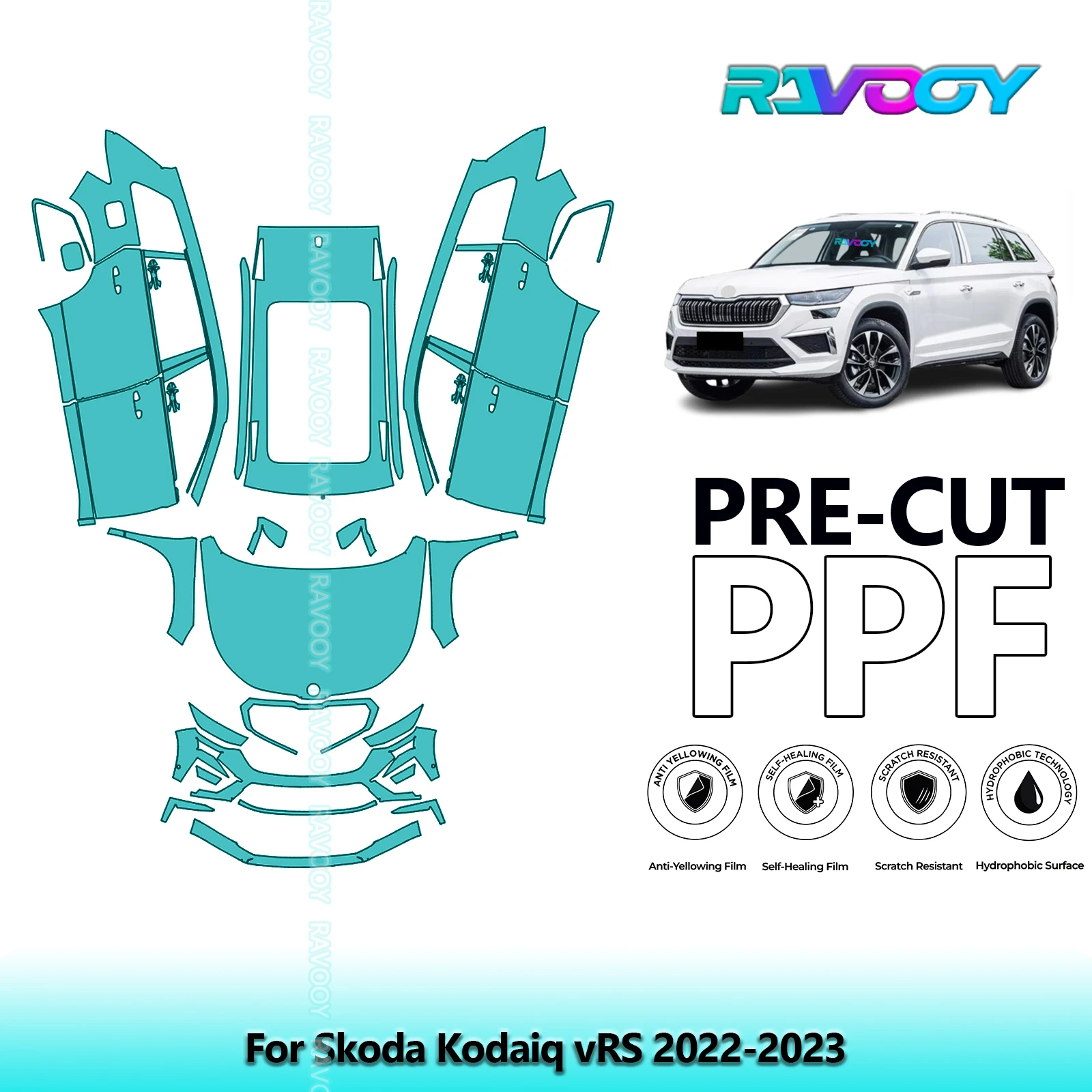 

Car Front Kit+Doors+Roof Clear Bra Precut PPF Paint Protection Film For Skoda Kodaiq vRS 2022-2023