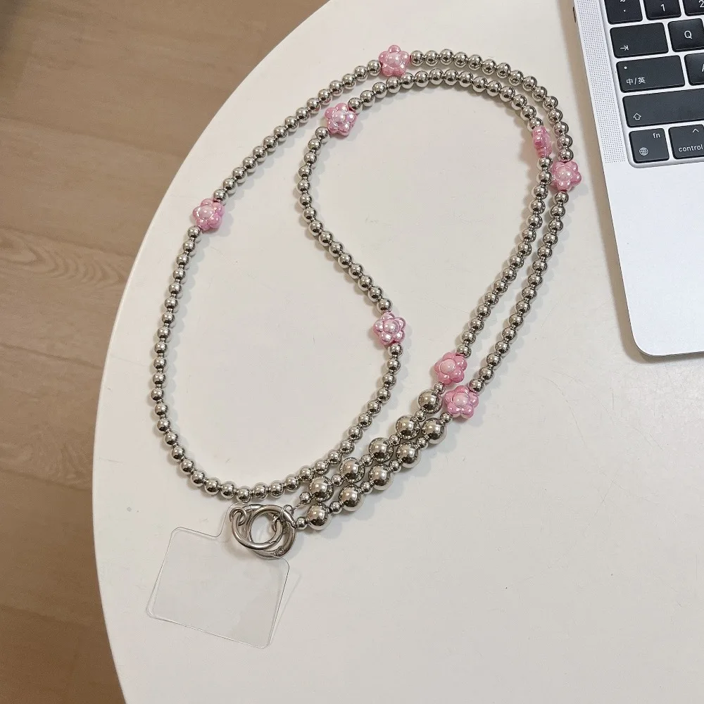

Flower Beads Crossbody Phone Strap Hanging Rope Charm Mobile Phone Lanyard Long Bag Chain Phone Neck Straps Hanging Ornaments