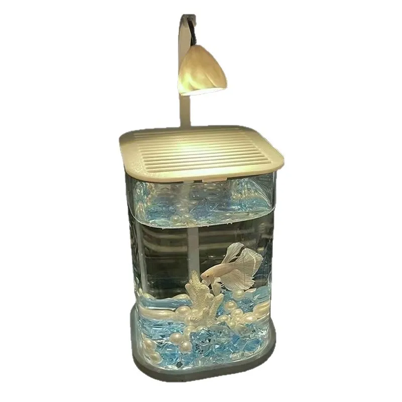 

Premium glass tank living room fighting fish lazy small sense desktop ornament special creative fish tank