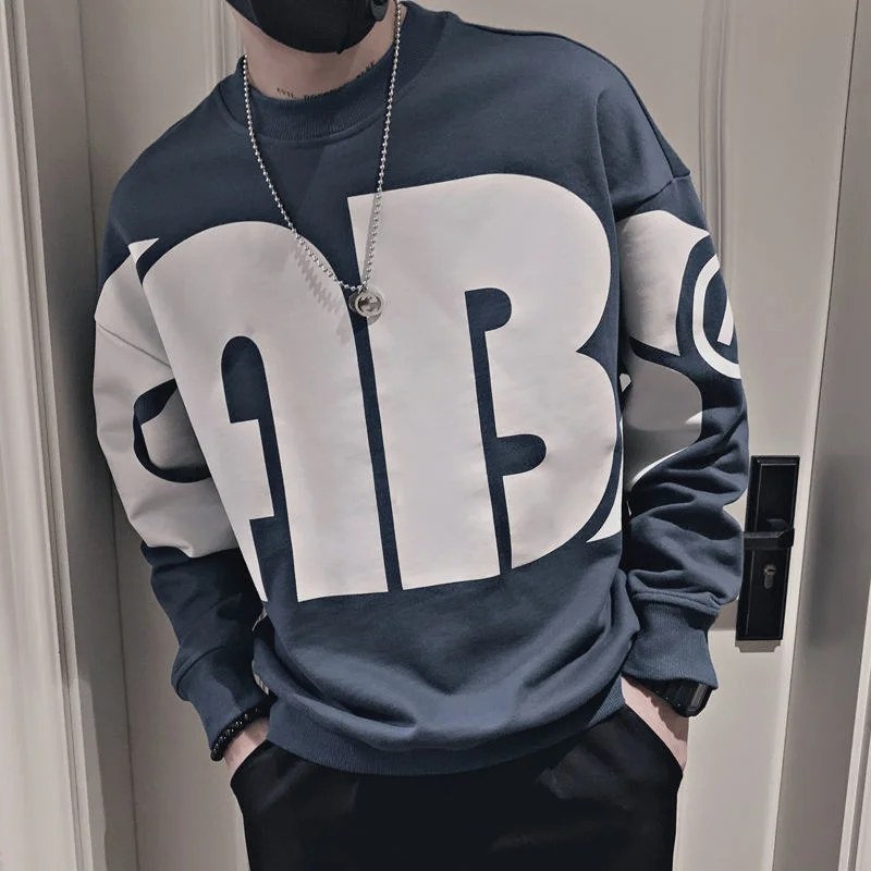 Hop Hip Blue Men Sweatshirt BIG Letter Sweatshirts Streetwear Harajuku Trend Brand Fashion Casual Hoodies Sweatshirt Tops Coats