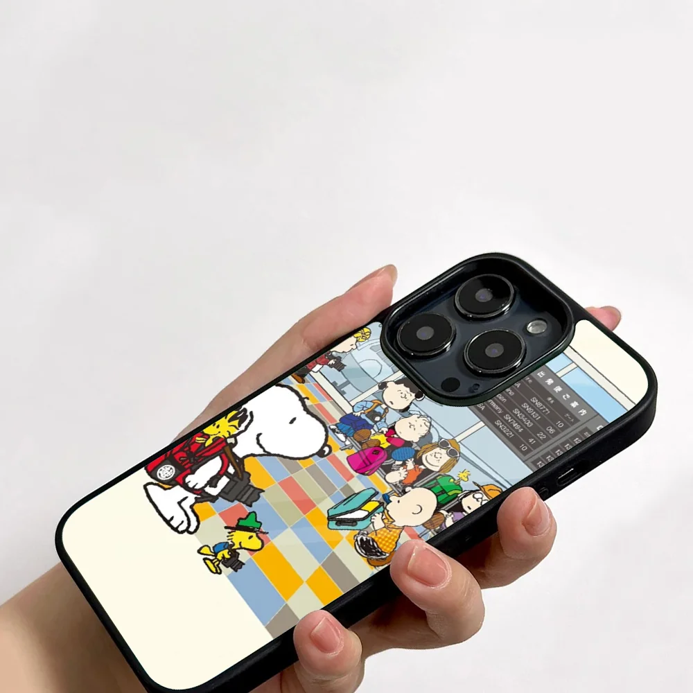 Cartoon S-Snoopys Phone Case For IPhone 11 12 13 14 15 16 Plus Pro Max Mirror Acrylic PC TPU Cover