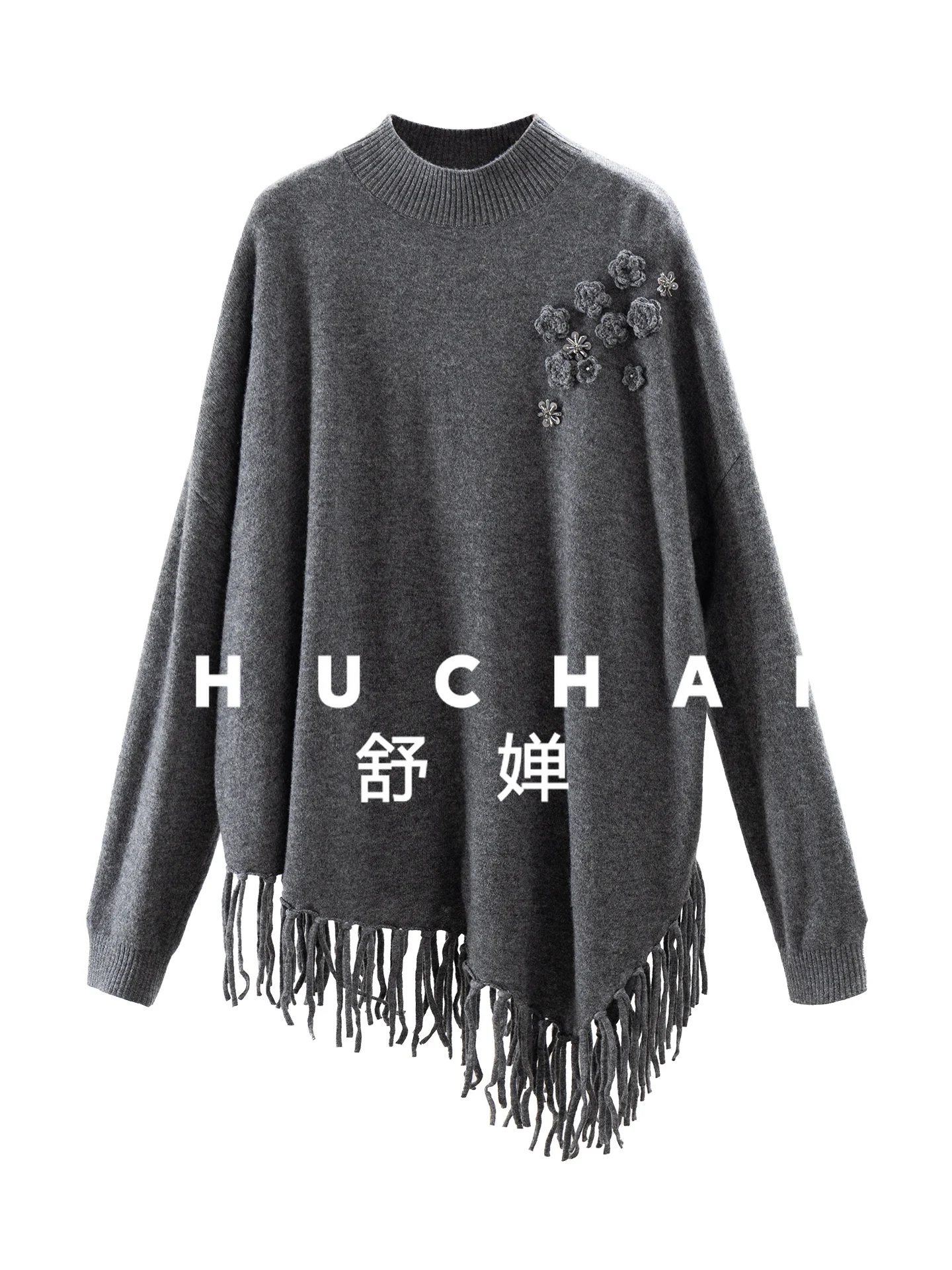 

Необычная красота100 цветочная пряжа шерстяной свитер с кисточками и бисером женский пуловер 82E1 топ с длинными рукавами