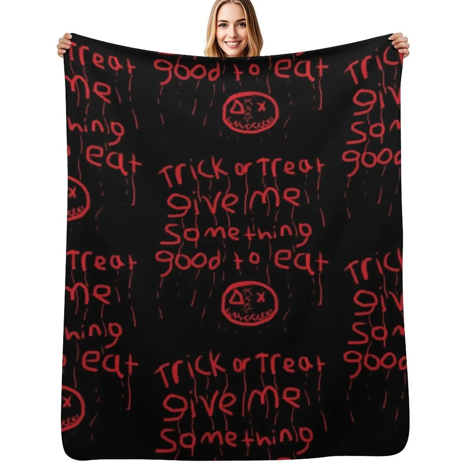 

trick r treat sam bloody writing Throw Blanket Weighted Plaid on the sofa Luxury Designer Soft Plaid Blankets