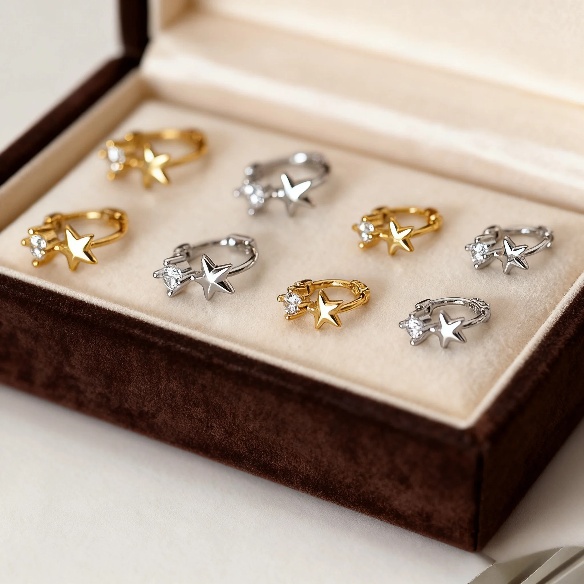 

Sparkling Zircon Geometric Pentagram Earrings Popular Boutique Jewelry Accessories Charming Women's Birthday Party Wearing Gifts