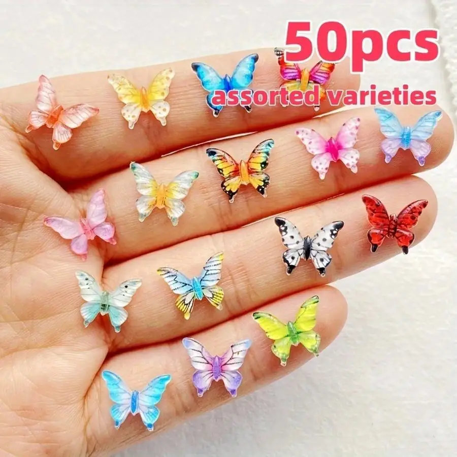 1/5/10/20/50/100pcs Mini Resin Butterfly Series Decorations/Colorful Insect-themed Ornaments/Suitable for Nail Art/Scrapbooking/