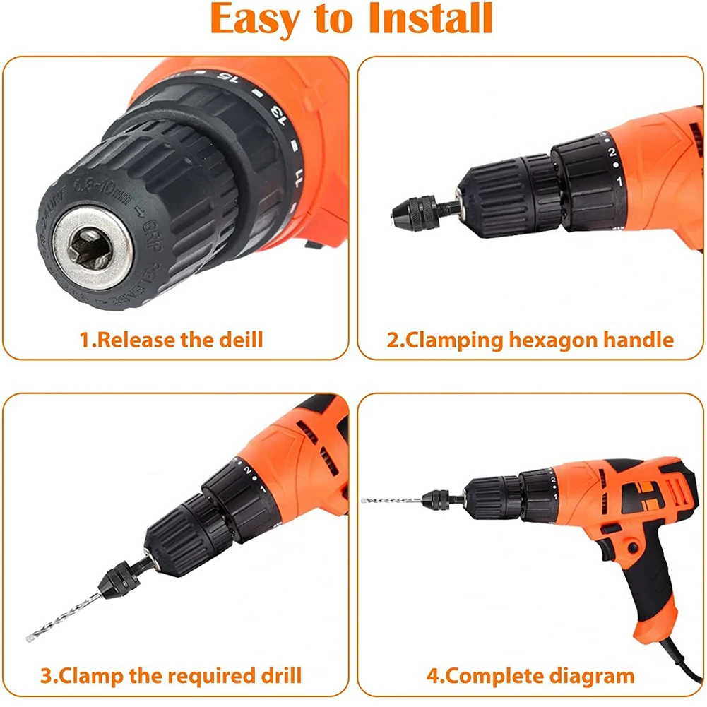 2Pcs Drill Chuck 0.3-6.5mm 0.3-3.6mm Keyless Drill Chuck 1 4       Hex Shank Electric Grinder Quick Change Converter Tool