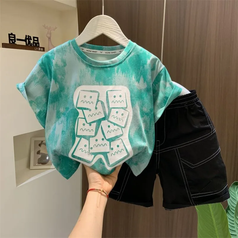 

2025 New Summer Baby Boy Clothes Sets Cotton Cartoon Casual T-Shirt Shorts 2PCS Children's Top & Bottom Sets Fashion Kids Suit