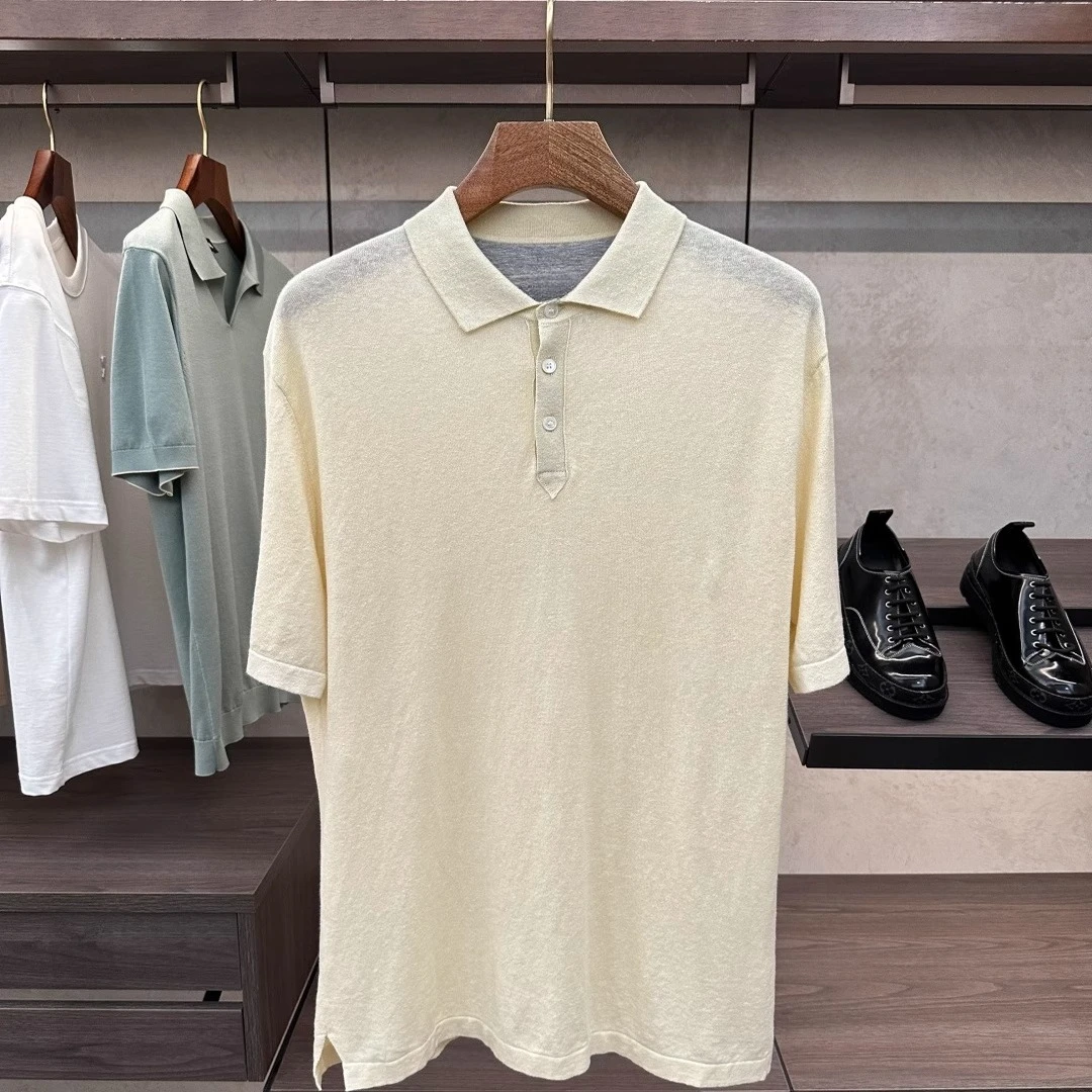 

BC Итальянская повседневная однотонная трикотажная рубашка ПОЛО с короткими рукавами и лацканами