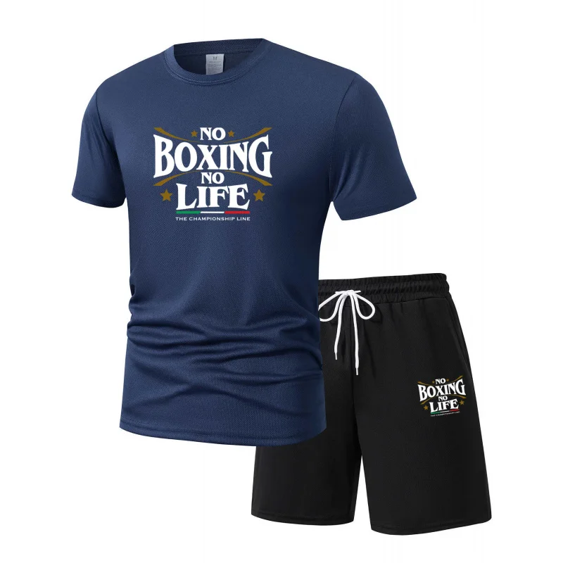 Summer Leisure Men'S 2-Piece Set No Boxing No Life Comfortable Breathable T-Shirt And Shorts Top Print T-Shirts Ensemble view 2