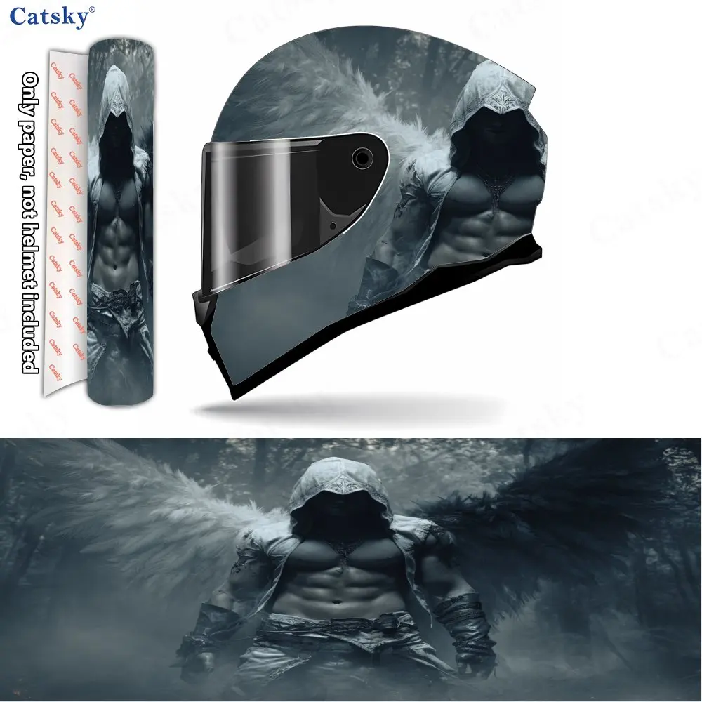 

Dark Winged Walker Helmet Vinyl Wraps, Waterproof Scratch-Resistant Full Face Helmet Decals, Durable PVC Decoration Protection H