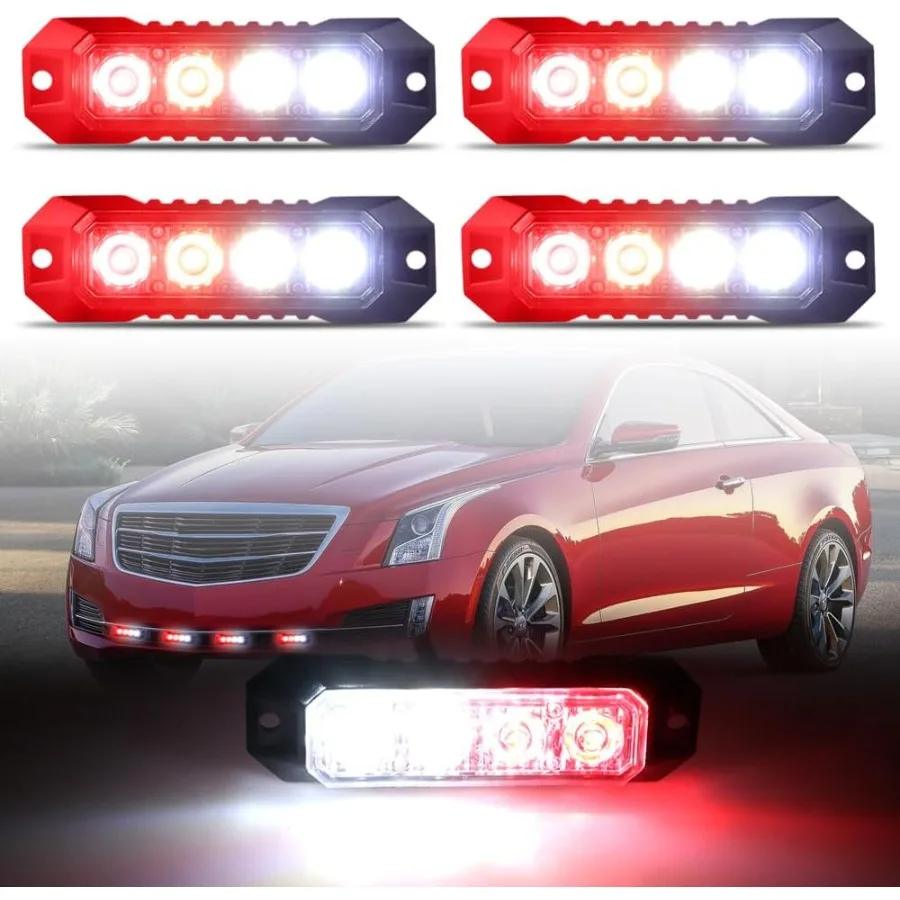 

4 светодиодные стробоскопы для поверхностного монтажа для грузовиков, автомобилей, мини-решеток, мигающий свет, аварийное предупреждение о опасности, гриль, лампа Ult