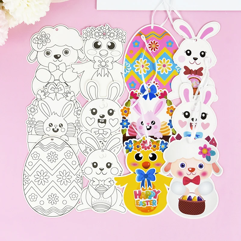 

1Set Easter Make A Face Puzzle Stickers Cartoon Rabbit Egg Chick Sheep DIY Sticker Card Easter Party Kids Educational Gift Decor