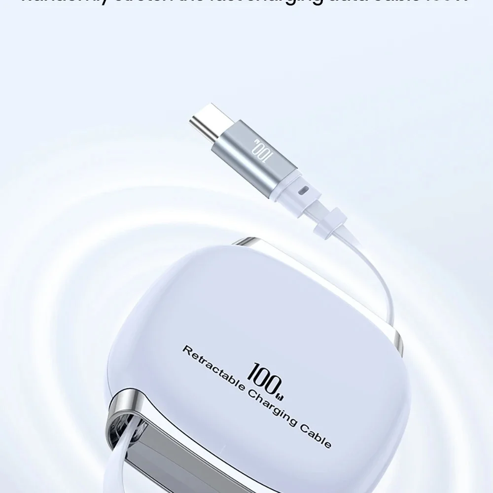 Retractable 100W Type C to Type C Fast Data Cable Mobile Phone USB C PD Super Fast Charger Cord For iPhone Xiaomi Samsung Huawei