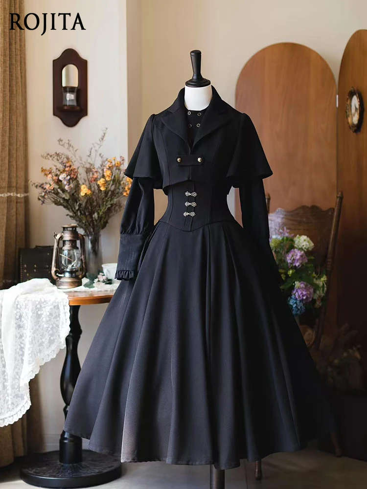 

Autumn Winter Gothic Lolita Design Shawl Shirt Dress Commuter Three-Piece Sets Womens Outifits 2025 New